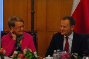 Henryka Bochniarz i premier Donald Tusk, Kancelaria Prezesa Rady Ministrów, 8 marca 2013 r.