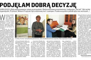 Podjęłam dobrą decyzję - artykuł Gazety Olsztyńskiej o 15-leciu Fundacji PRYMUS