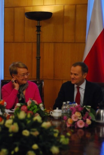 Henryka Bochniarz i premier Donald Tusk, Kancelaria Prezesa Rady Ministrów, 8 marca 2013 r.
